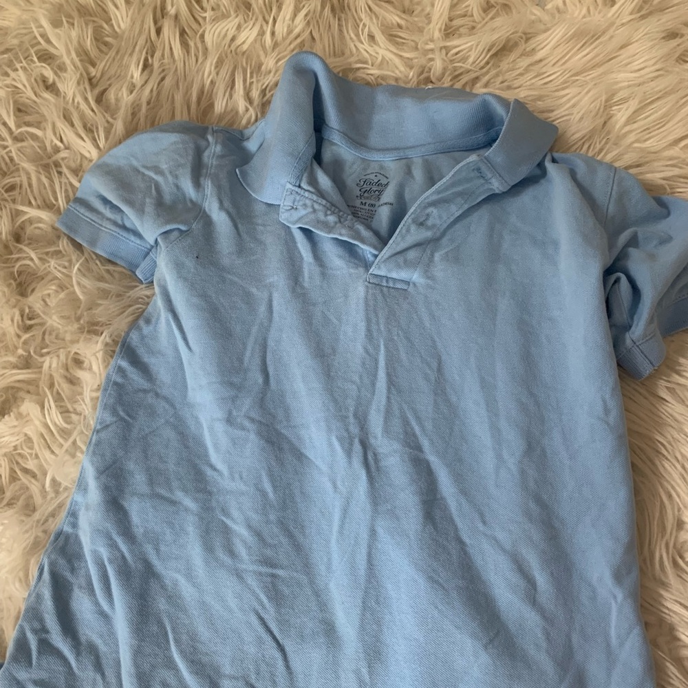 KIDS BOYS plain blue polo t shirt size medium (8)